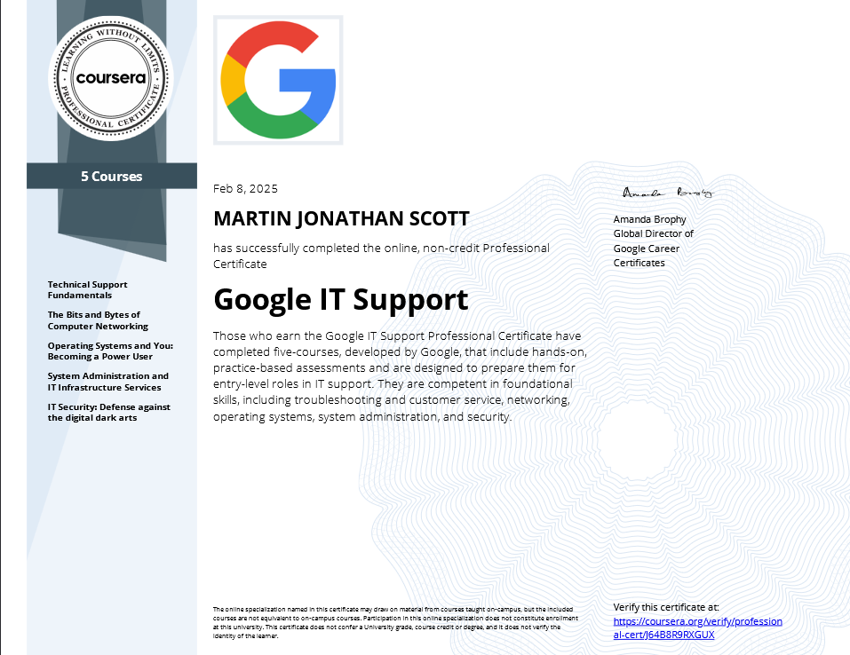 google IT support certification